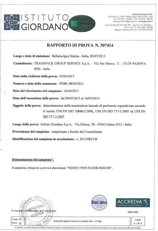 Il pavimento sopraelevato NESITE ottiene la certificazione acustica