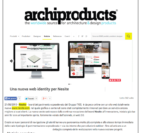 Una nuova web identity per l'azienda veneta di pavimenti sopraelevati Nesite
