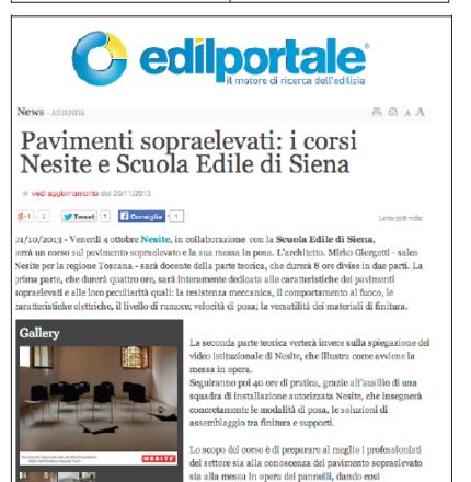 Pavimenti Sopraelevati - i corsi di Nesite e scuola Edile di Siena