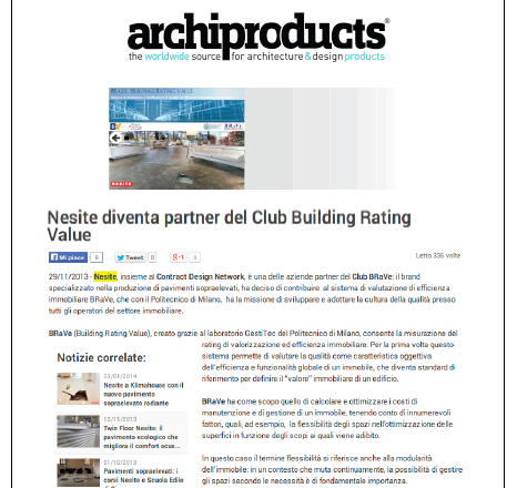 Nesite diventa partner del Club Building Rating Value