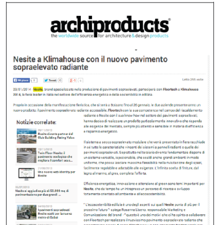 Nesite a Klimahouse con il nuovo pavimento sopraelevato radiante