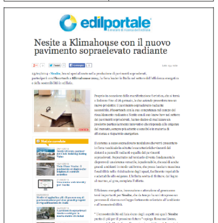 Nesite a Klimahouse con il nuovo pavimento sopraelevato radiante