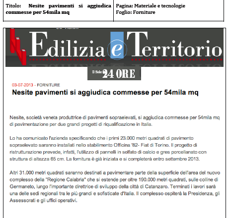 L'azienda veneta di pavimenti sopraelevati Nesite si aggiudica due grandi progetti di riqualificazione in Italia