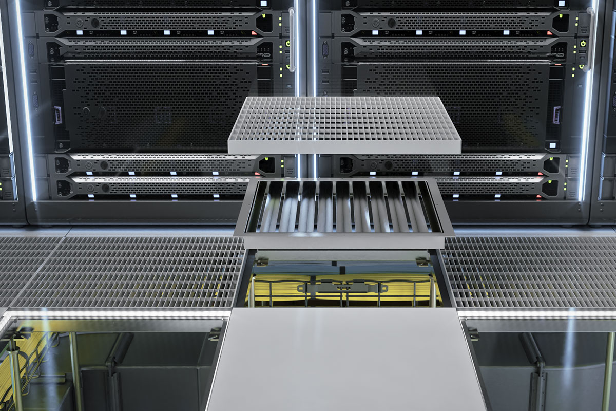 Grid panels data center flooring