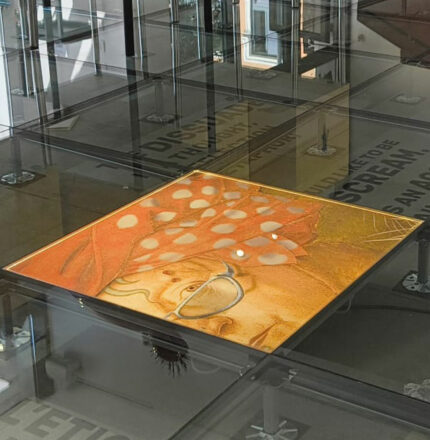 PAVIMENTO SOPRAELEVATO LUMINOSO CON STAMPE ARTISTICHE