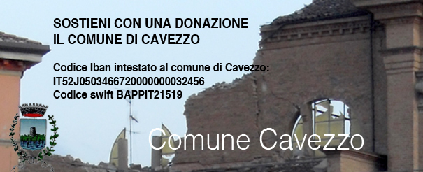 Iban per donazioni al Comune di Cavezzo