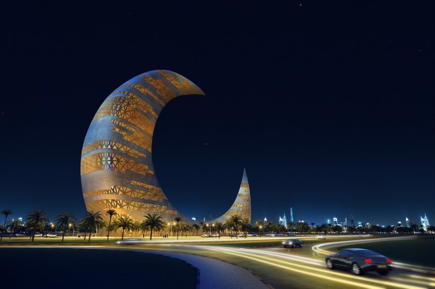 Crescent Moon Tower by night Copyright foto: Transparence House