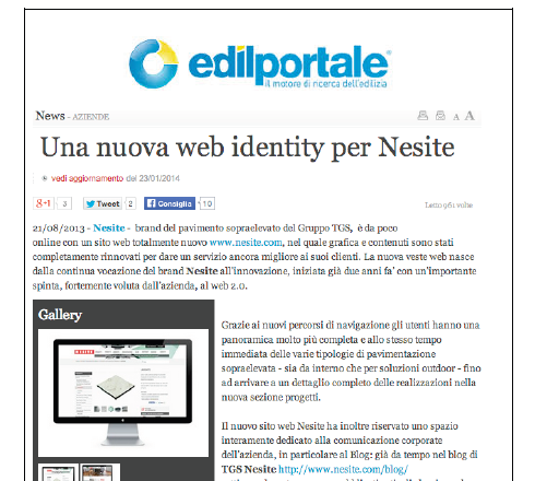 Una nuova web identity per l'azienda veneta di pavimenti sopraelevati Nesite