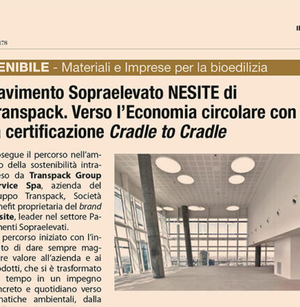 Sole 24 Ore_ Certificazione Cradle to Cradle pavimenti sopraelevati Nesite